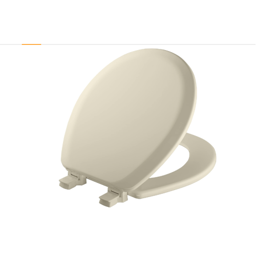 MAYFAIR 41EC 346 Cameron Toilet Seat will Never Loosen and Easily Remove, ROUND, Durable Enameled Wood, Biscuit/Linen