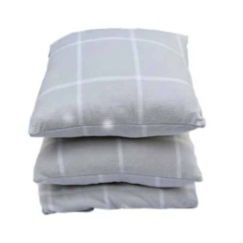 Simply Essential 3-Piece Windowpane Plaid Throw Blanket Feather Pillow Bundle