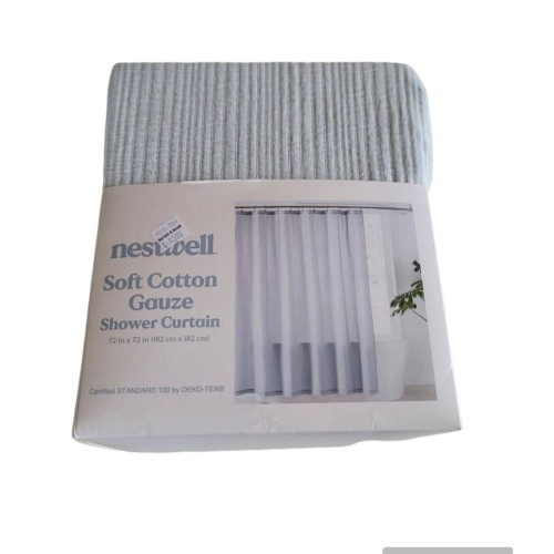 Nestwell 100% cotton Shower Curtain 72 In X 72 In, Baby blue Shade