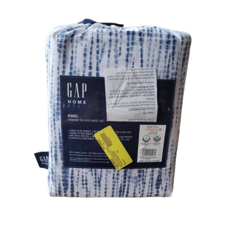 Gap Home Tie Dye Percale Easy Care Sheet Set, Deep Pocket, Queen, Blue, 4-Pieces