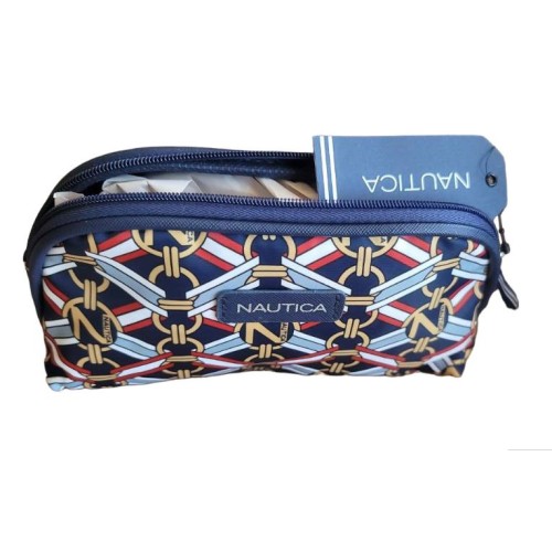 Nautica Small Makeup Cosmetic Bag/Travel Trap Case Links & Ribbons Brand