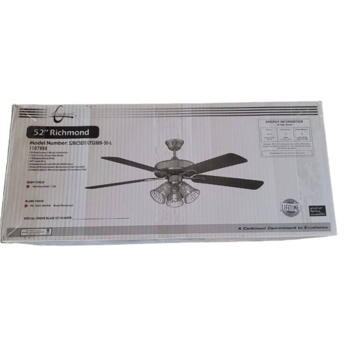 Concord Fans 52RIC5EST, 5 Black/Rosewood Blades Ceiling fan, Stainless Steel