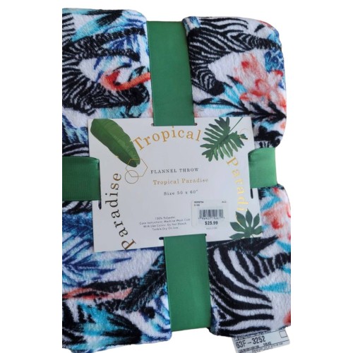 Tropical Paradise Foliage - Zebras Throw Blanket 50"x 60"