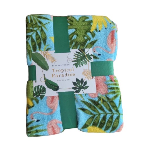 Tropical Paradise Flannel Throw NEW in Pack Size 50" x 60" 100% Polyester Choose