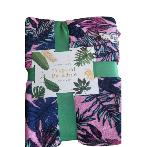 Tropical Paradise Flannel Throw NEW in Pack Size 50" x 60" 100% Polyester Choose