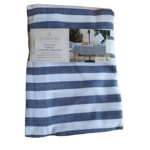 Everhome Outdoor Umbrella Tablecloth Blocked Stripe 70" Round