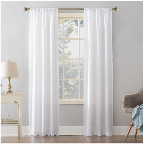 Mainstays Textured  Curtain  Panel, 38" X 95", White