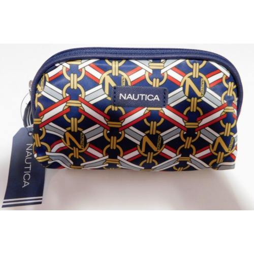 Nautica Small Makeup Cosmetic Bag/Travel Trap Case Links & Ribbons Brand