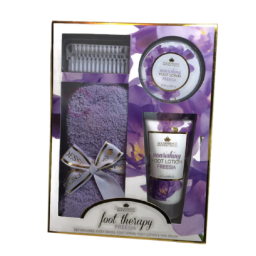 Purple Freesia soft slipper socks/freesia lotion gift packages (Goldessence)