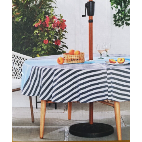 Everhome Outdoor Umbrella Tablecloth Blocked Stripe 70" Round