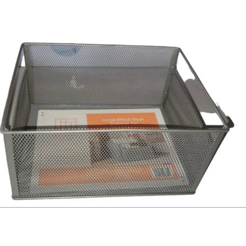 Squared Away™ Large Metal Mesh Cabinet Bin in Matte Nickel