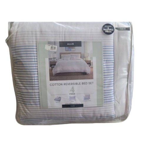 Allie Twin 4-Piece Comforter Set in Blue/Grey