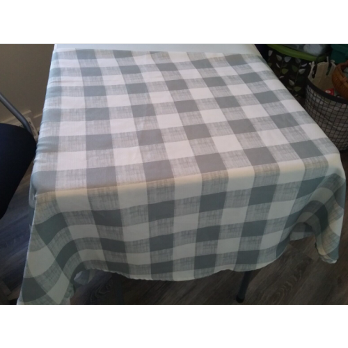 Laura Ashley Classic Gray White Plaid Check Tablecloth