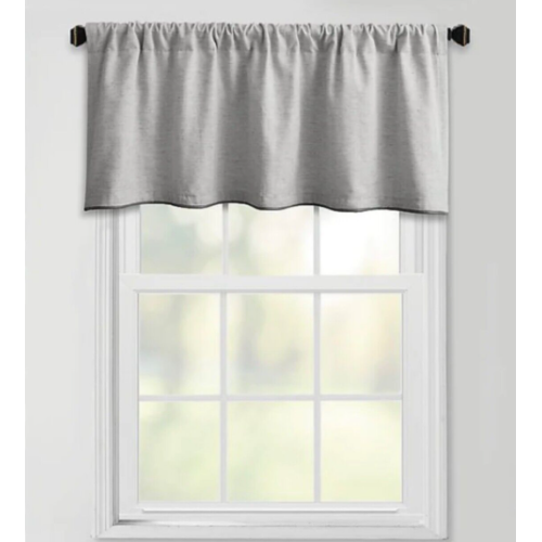 Bee & Willow Textured Herringbone Weave Window 1 Rod Pocket Valance Grey 50”x18”