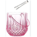 Diamond Embossed Ice Bucket & Tongs Pink