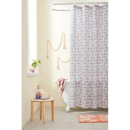 Wild Sage Esme Peacock Bathroom Shower Curtain Decor Pink Green