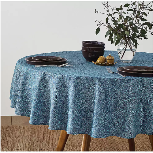 Bee & Willow™ 6' Round Laminated Navy Tablecloth