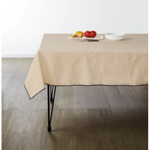 Studio 3B Chambray Tablecloth Contrast Stitch 60-Inch x 120-Inch Oblong safari