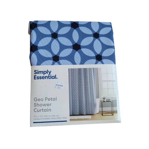 Simply Essential™ 72-Inch x 72-Inch Geo Petal Flower Shower Curtain in Blue