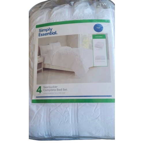 Simply Essential™ 4 seersucker complete bed set twin white