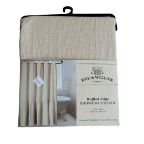 Bee & Willow Ruffled Edge 72”x72” Shower Curtain in Natural Linen