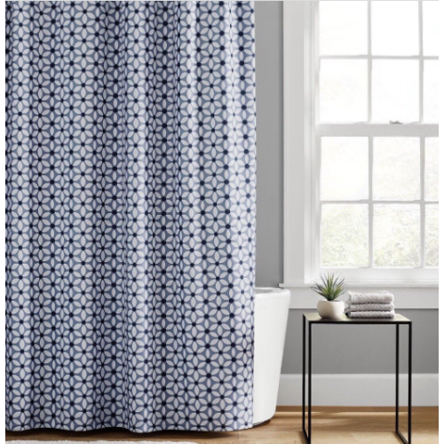 Simply Essential™ 72-Inch x 72-Inch Geo Petal Flower Shower Curtain in Blue