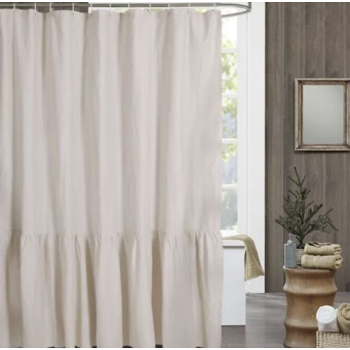 Bee & Willow Ruffled Edge 72”x72” Shower Curtain in Natural Linen