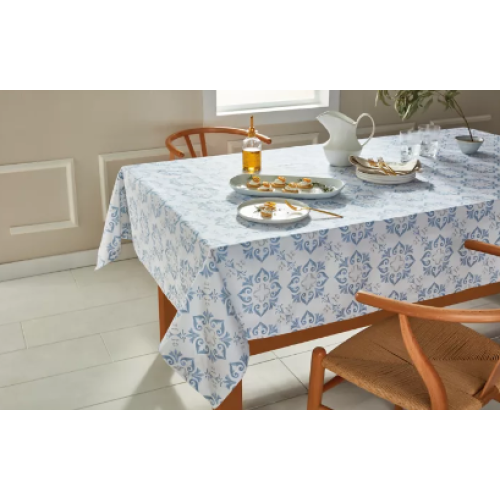 Everhome™ Faded Medallion 60-Inch x 84-Inch Oblong Tablecloth in Skyway Blue