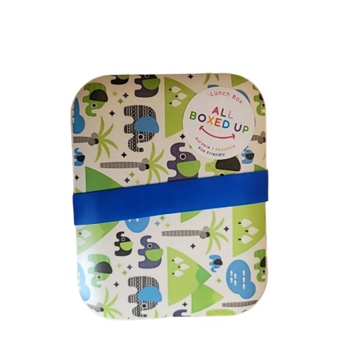 All Boxed Up Eco Friendly Lunch Box - Blue/Green Elephants Sahara Desert