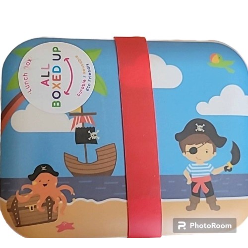 All Boxed Up Lunch Box Pirate on Beach Pattern Eco Friendly Durable Reusable