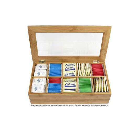 Estilo Bamboo Tea Storage Box, 10 Equally Divided Compartments