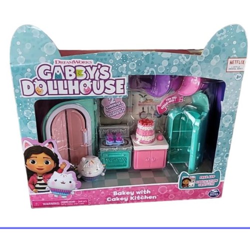 DREAMWORKS GABBY'S DOLLHOUSE BAKEY WITH CAKEY KITCHEN FURNITURE PLAY SET