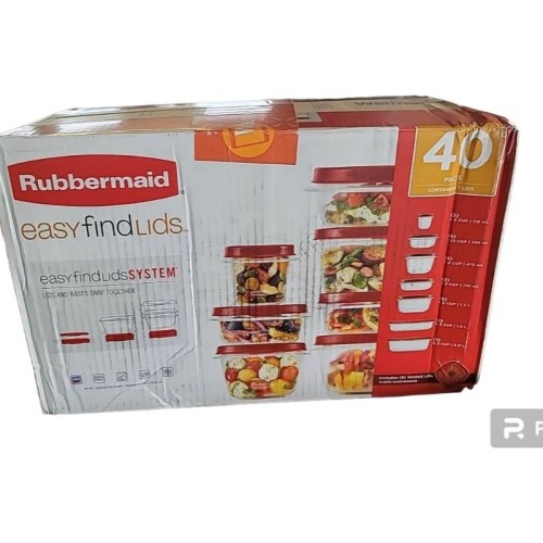 Rubbermaid Easy Find Lids Food Storage Containers, Racer Red, 40-Piece Set