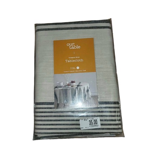 Our Table™ Ezra 70-Inch Round Variegated Stripe Tablecloth - Grey