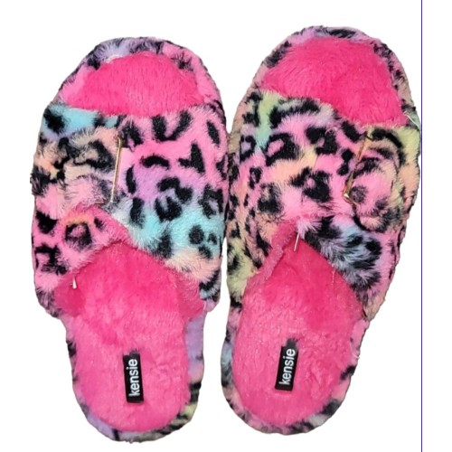 Women’s Kensie Memory Foam Slippers Rainbow Animal Prin