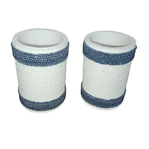 Everhome™ Beaded Striped Tumbler in White/Blue