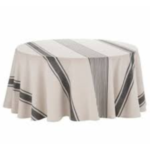 Our Table™ Ezra 70-Inch Round Variegated Stripe Tablecloth - Grey