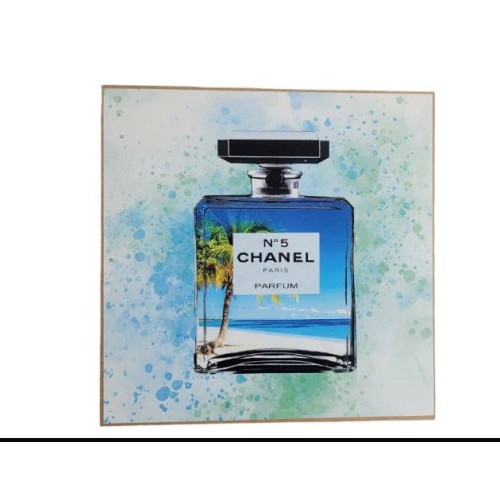 FASHION GLAM PERFUME BOTTLE BEACH SCENE - 14"x14" Canvas