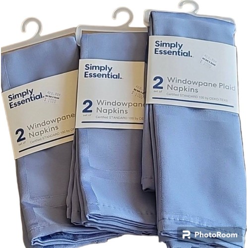 Simply Essential™ Solid Windowpane Blue Polyester Napkins, 2-Piece