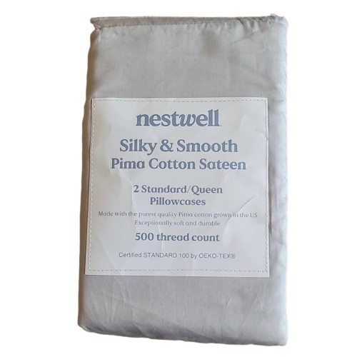 Nestwell™ Pima Cotton Sateen 500-Thread-Count standart/ Queen Sheet Set in Solid dove