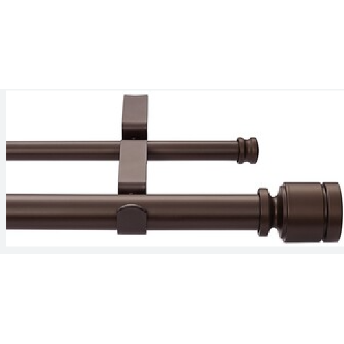 Simply Essential™ Deco 18 to 36-Inch Adjustable Double Curtain Rod Set in Brown