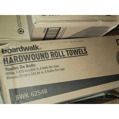 Boardwalk 6254 Paper Towel Roll, 1-Ply Hardwound, 8" Width x 800' Length, White (Pack of 6)