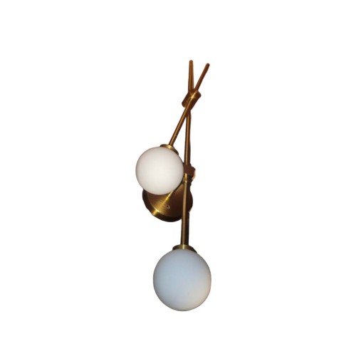 Light Society Zeno Brushed Brass and White Glass 2-Light Globe Wall Sconce