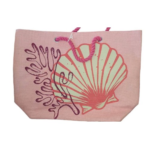 Paradise Bag Pink Tote Seashell and Sparkle