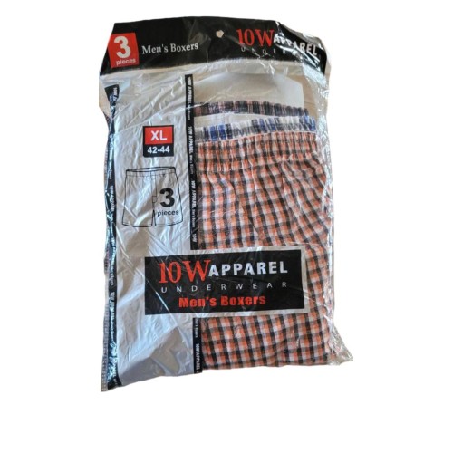 10W Apparel Mens 3-Pack Multicolor Plaid Underwear Boxers Boxer Shorts