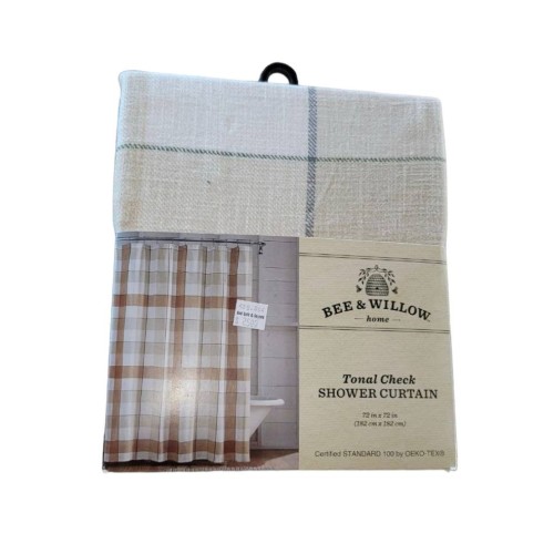 Bee & Willow™ 72-Inch x 72-Inch Tonal Check Shower Curtain in Gold