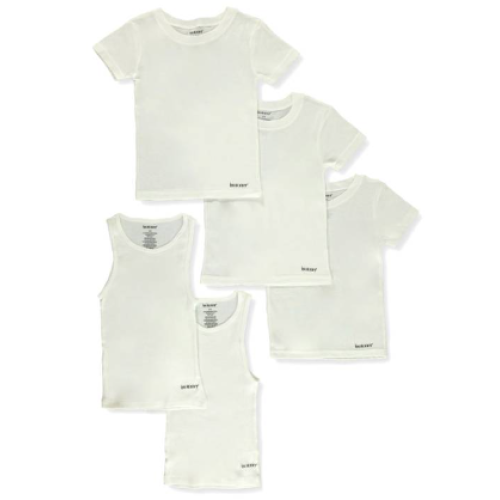 Isotoner Boys' 5-Piece Crew Neck T-Shirts And Tank Tops Set - white, 6 - 8 