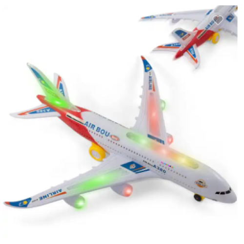 Mr. Gadget Solution® Special Kids Electric Toys with Light Music Airplane Airbus Bump &Go Toy