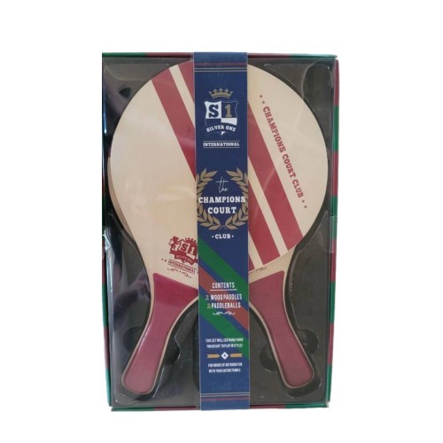 Silver One International Wood Paddles And Paddleball The Champions Court Set