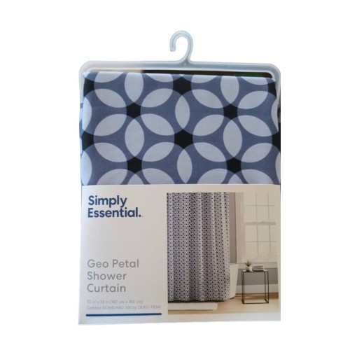 Simply Essential™ 72-Inch x 72-Inch Geo Petal Flower Shower Curtain in Blue